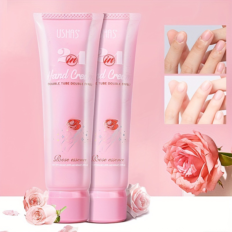 USHAS Comercio exterior europeo y americano Cross-border Rose Crema de manos de doble tubo Hidratante Hidratante Hidratante Hidratante, Anti-seco y agrietado Hidratante HA204
