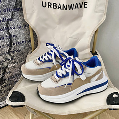 Niche trendy shoes for men and women, chic Klein blue waffle sneakers for couples, Hong Kong style street photography, lightweight Forrest Gump running shoes