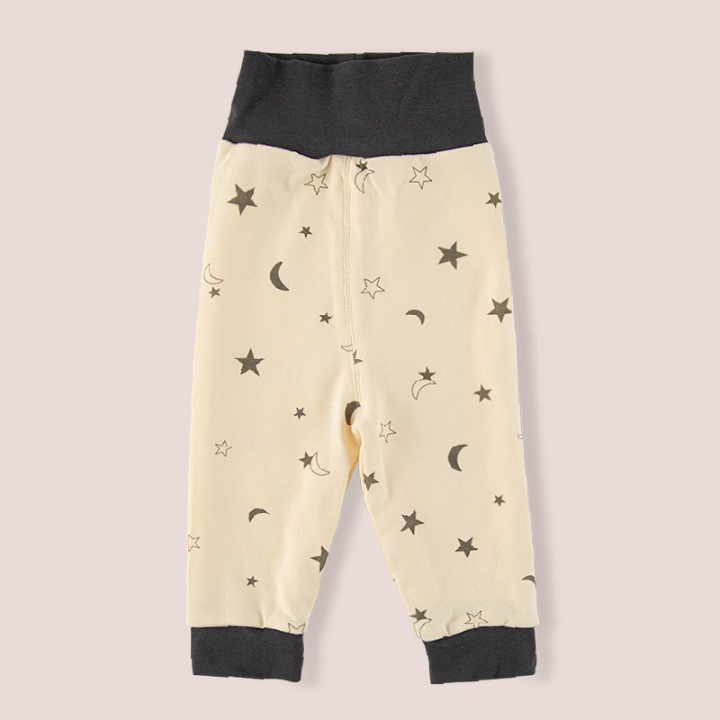 Bebé primavera y otoño ropa de manga larga traje de algodón ropa de bebé niños cintura alta protección del vientre pijamas mameluco del hogar