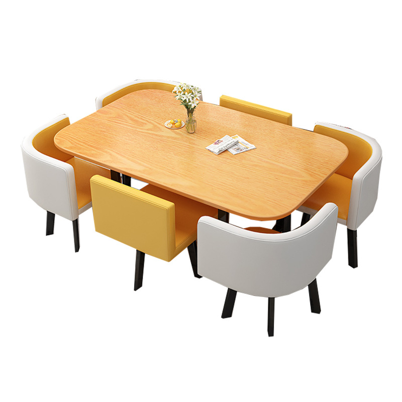 Reunión de oficina rectangular celebridad en línea Recepción mesa y silla de ocio combinación de capacitación sala de estar mesa de comedor doméstica 6 personas