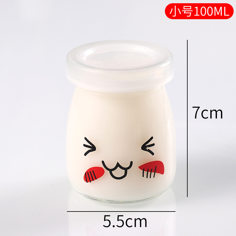 Vaso para pudín con tapa, botella de vidrio para pudín, tarro de miel, gelatina, vaso para mousse de leche de doble capa, vaso para yogur, patrones creativos al por mayor