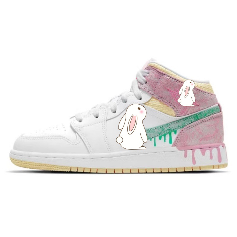 조 1 미드탑 화이트 핑크 DD1666-100