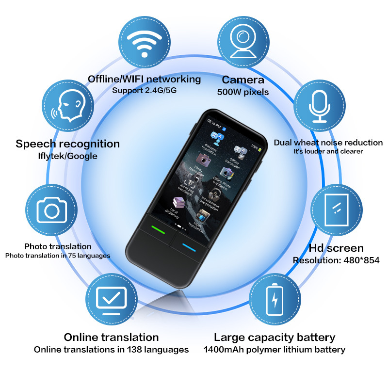 T12 traductor de voz inteligente y preciso fuera de línea para tomar fotos y grabar artefactos mágicos 138 idiomas de traducción al extranjero