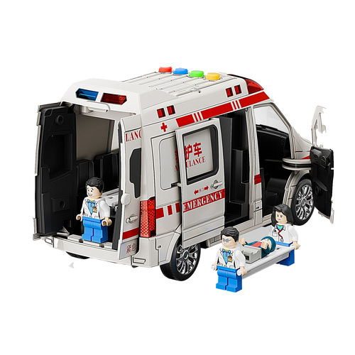 Children's oversized 120 ambulance toys can open 5 doors music story simulation model car boy 3-6 years old