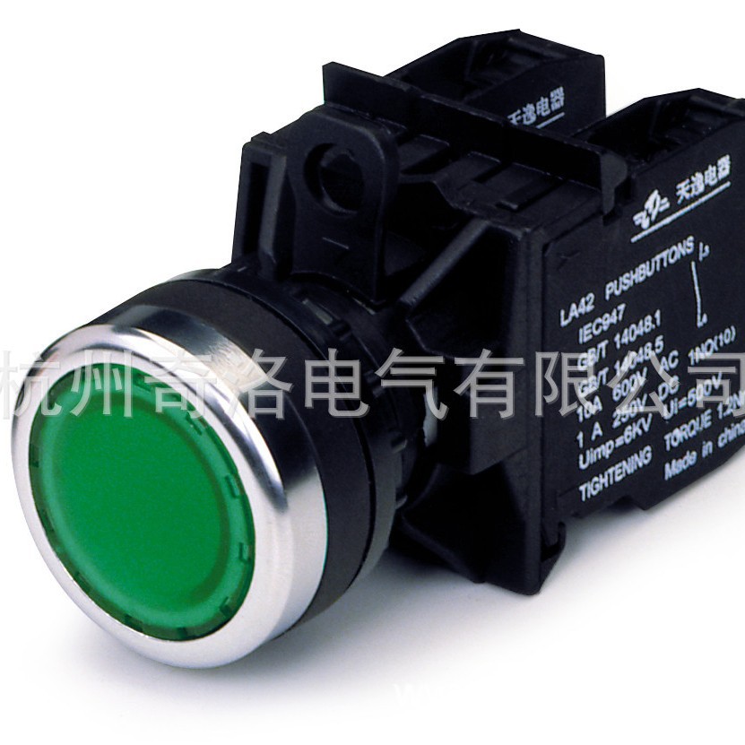 现货供应TAYEE 上海天逸φ22自复位按钮开关LA42P-10/R一常开红色