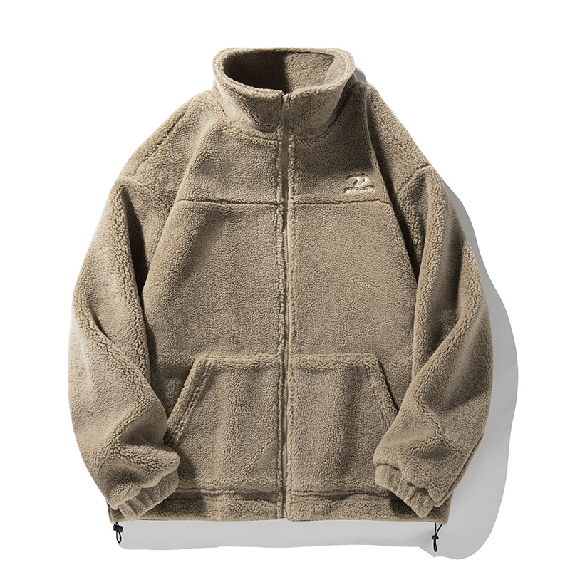 Men's Clothing Heavy Lambswool Cotton Jacket Men Autumn and Winter American Retro Letter Embroidery Cotton Coat Stand Collar Jacket_voghion.com