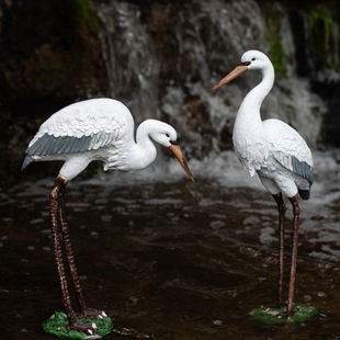 Garden Courtyard Outdoor Rockery Fish Pond Decoration Landscaping Ornaments Crane Ornaments Resin Animal Egret Ornaments
