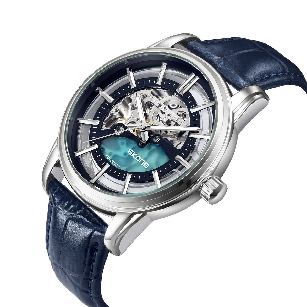 Skone Hollow Fashion Men's Mechanical Watch Cross-Border Popular Waterproof Luminous Belt Fully Automatic Mechanical Watch for Men
