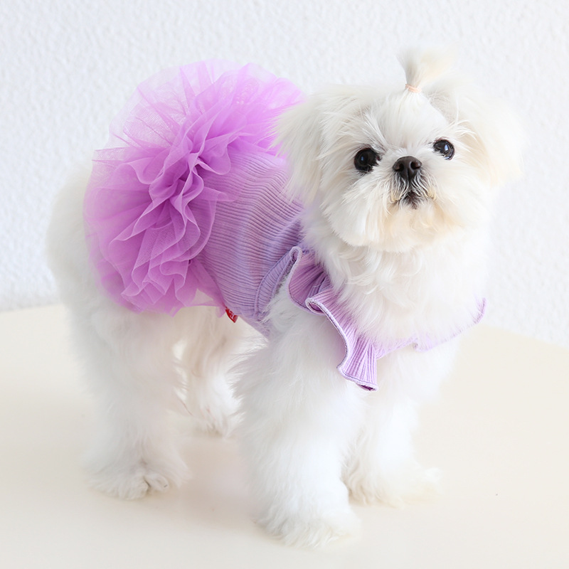 Petstyle Elf Flying Sleeve Puff 2025 Spring Summer New Cat Clothing Pet Dog Dress_voghion.com