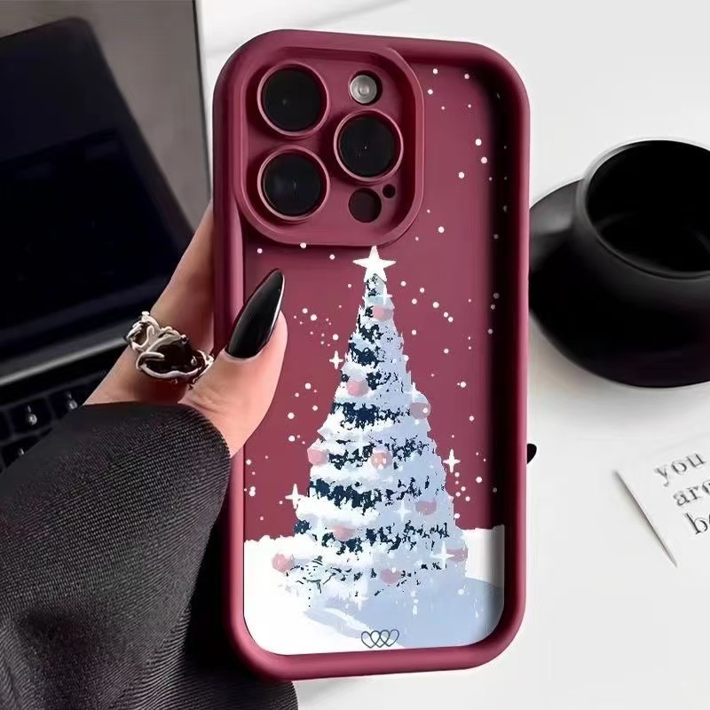 Árbol de Navidad para iphone16promax funda para teléfono móvil Apple 15 anti-caída 14 estilo europeo y americano 13pro/12 nuevo