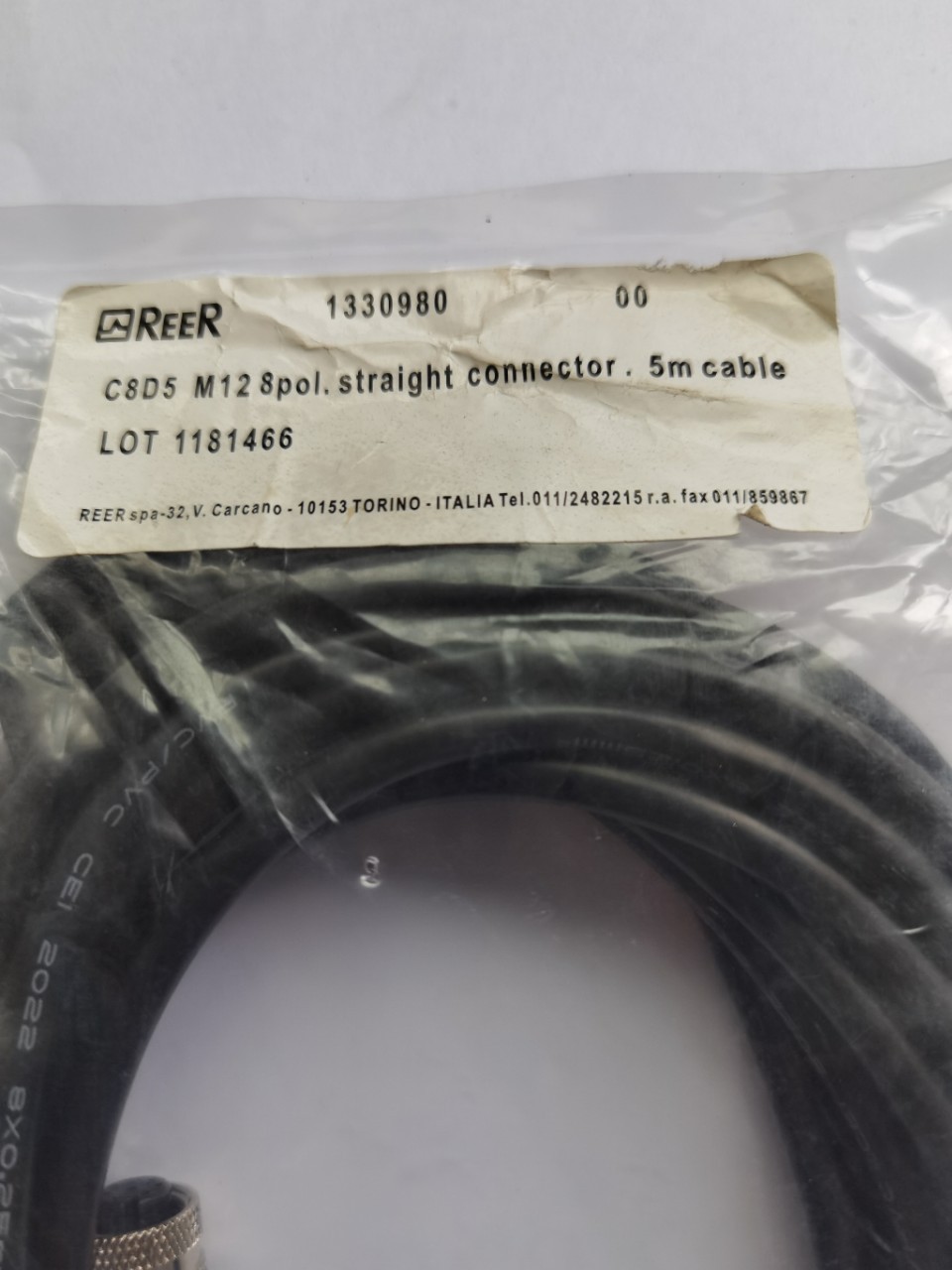 连接线 REER C8D5 M128Pol.straight connector.5m cable 1330980