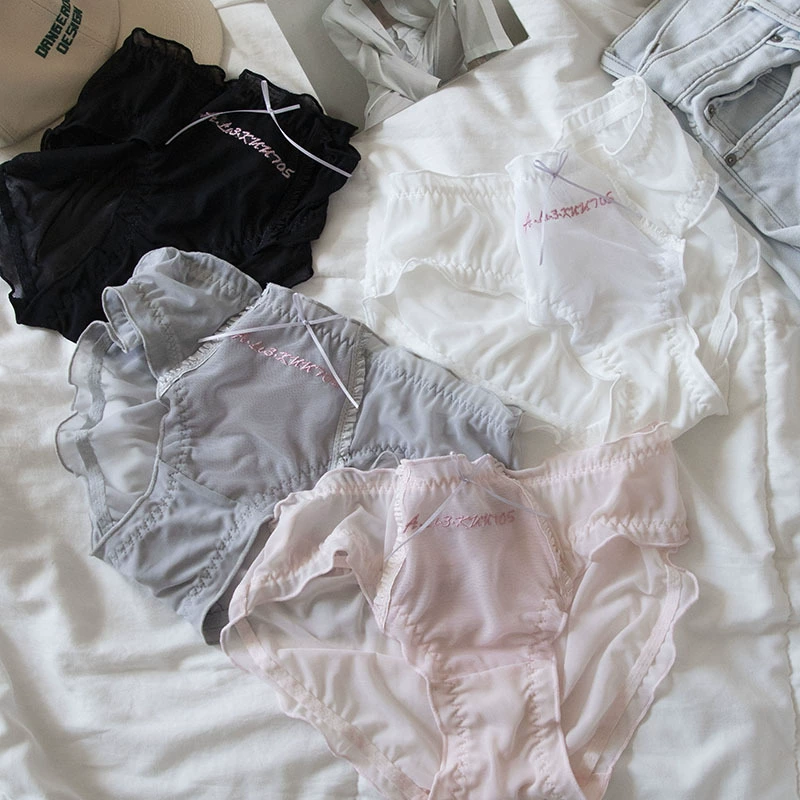 Fuchsia cute summer quick dry underwear, with embroidery