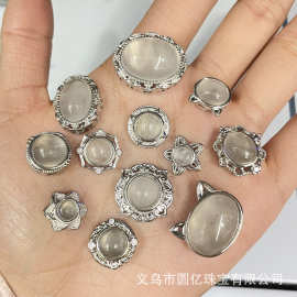 天然水沫玉镶嵌魔盒水晶盒子diy爆款手链吊坠饰品配件材料批发