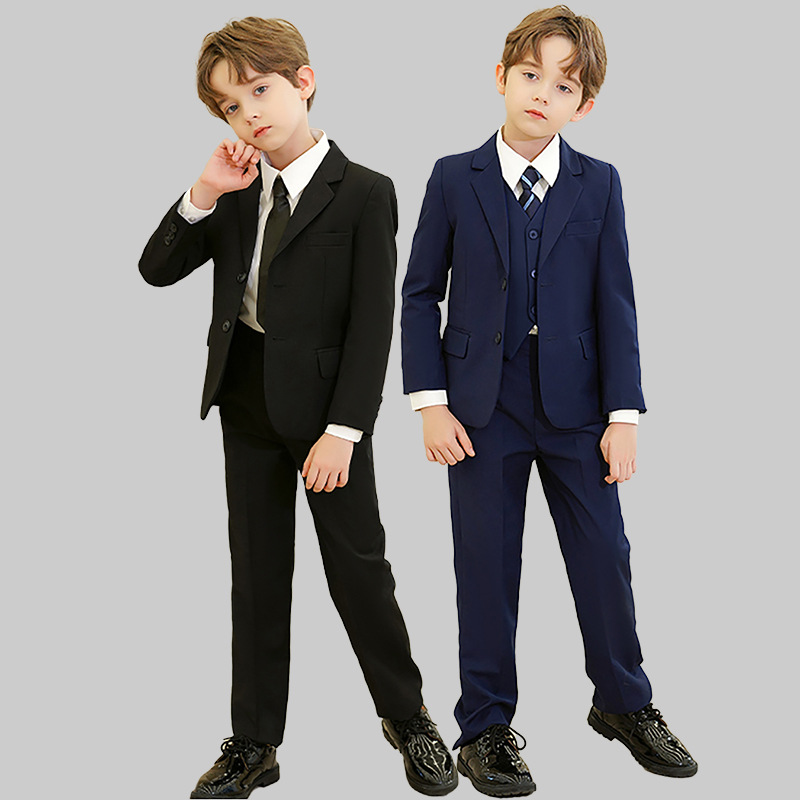 2024子供のスーツのスーツの男の子の小さい司会者のドレスの中で大きい子供のピアノの演服の花の子供の男の子のスーツ