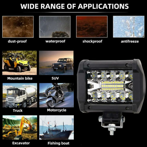 Cross-border best-selling LED car light three-eye 20LED external 4inch work light off-road vehicle auxiliary inspection modification spotlight