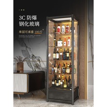 家用小酒柜靠墙客厅钢化玻璃门欧式新款2021网红白酒展示柜子