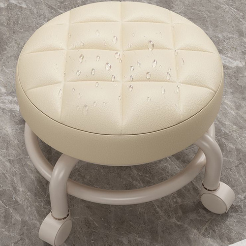 Home Skating Low Bench Children's Swivel Wheel Learning Step Bench Seamless Nail Moving Small Round Bench Living Room Entrance Shoe Changing Bench