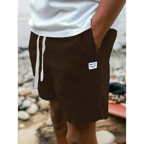 D7652026 New style pure color corduroy waist drawstring men's casual shorts