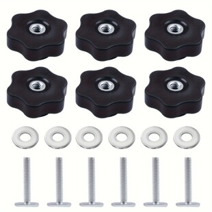 2025 New Cross-Border Dropshipping 6-Pack T-Track Knob Kit 6 Star-Shaped Knobs 1/420 Threaded Bolts