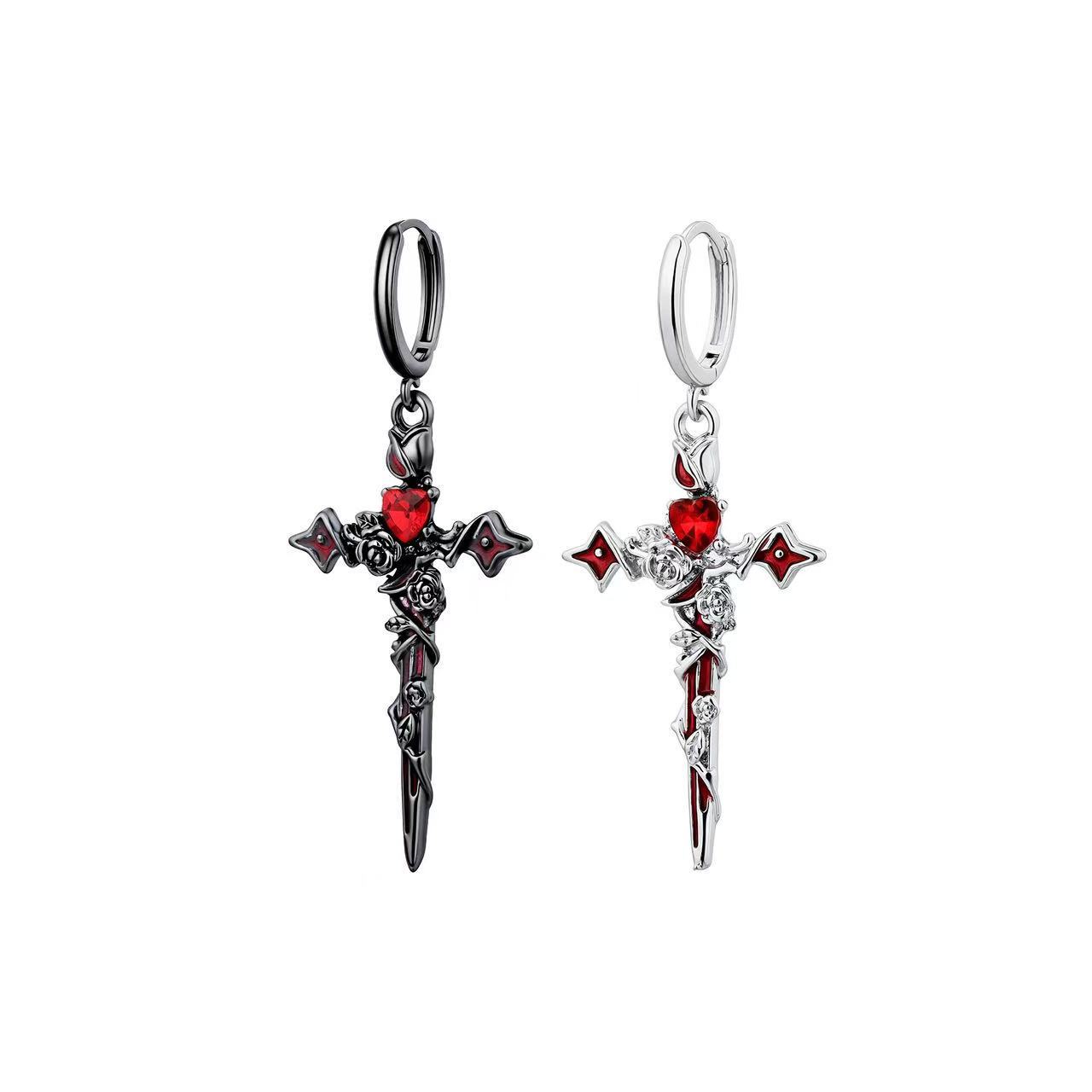 Europe and the United States cross-border hot cross earrings female dark thorns rose pendant earrings earrings wholesale
