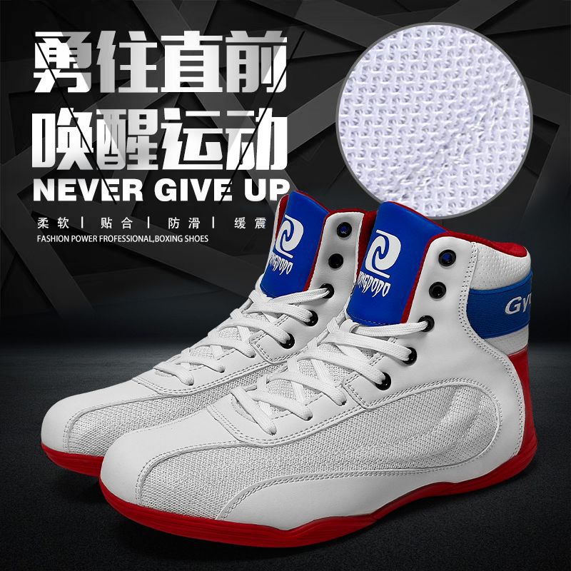 Professional Boxing Shoes for Men and Women, High-Top Training Shoes, Sanda Fighting, Comprehensive Training, Wrestling and Fitness Manufacturers, Cross-Border