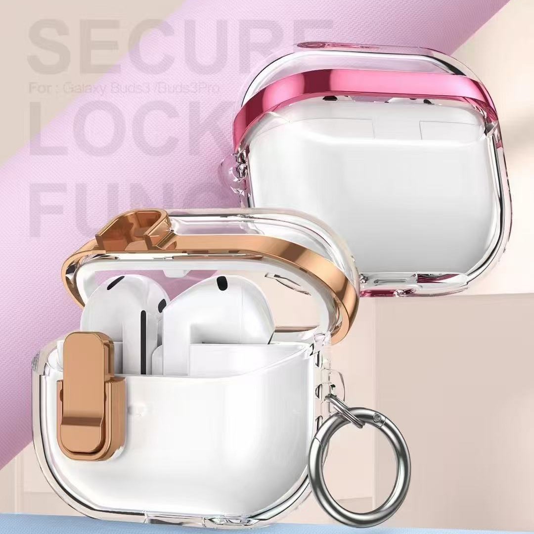 Applicable to Samsung Galaxy Buds3/Buds3 Pro 2024 universal transparent electroplated with locking buckle protective case