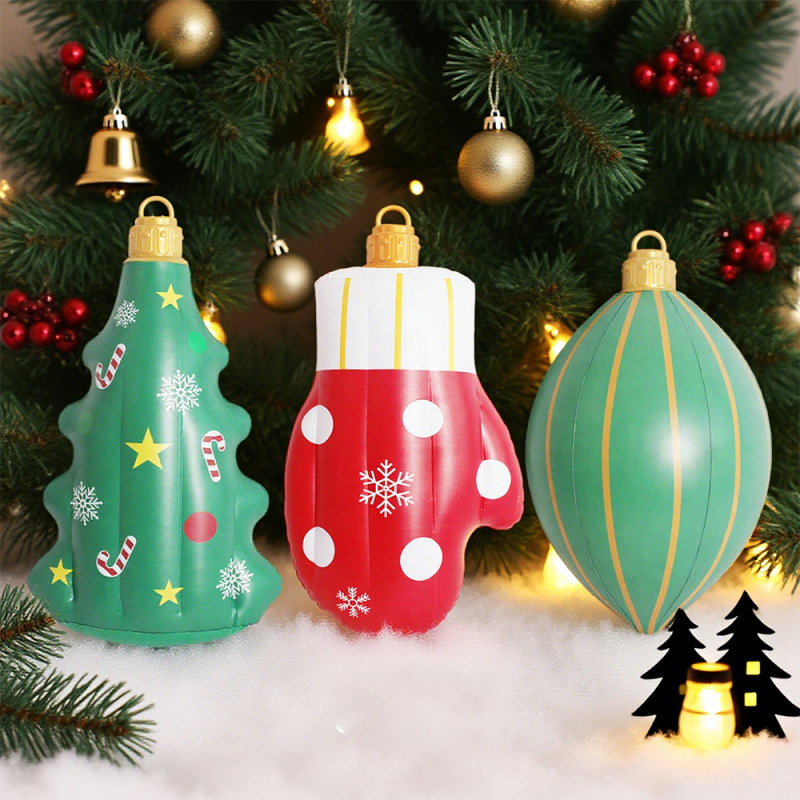 跨境圣诞节用品Christmas庭院派对氛围装饰布置PVC灯笼充气圣诞球|undefined
