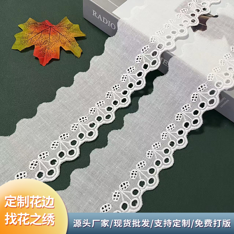 洛丽塔纯棉布条码樱桃刺绣蕾丝花边 儿童装家居服装辅料樱桃DIY