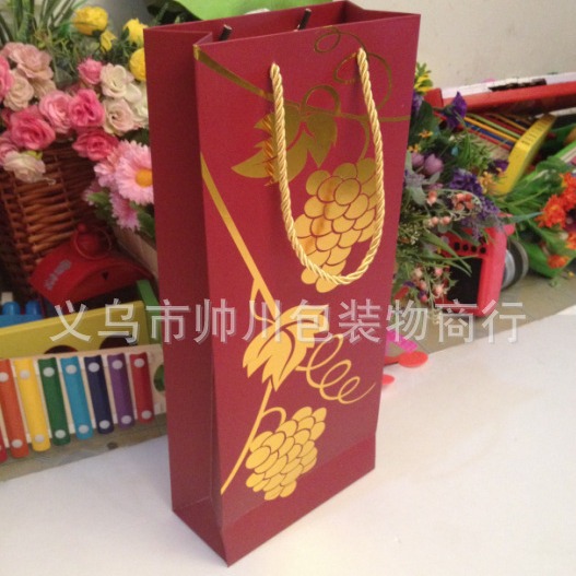 厂家直销高档加厚红酒手提袋 双支红酒纸袋现货批发红酒手提袋可