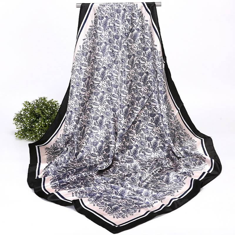 Seidenschal mit Paisleymuster für Damen, trendig und vielseitig, 90 cm quadratisch, Kopftuchimitat_voghion.com