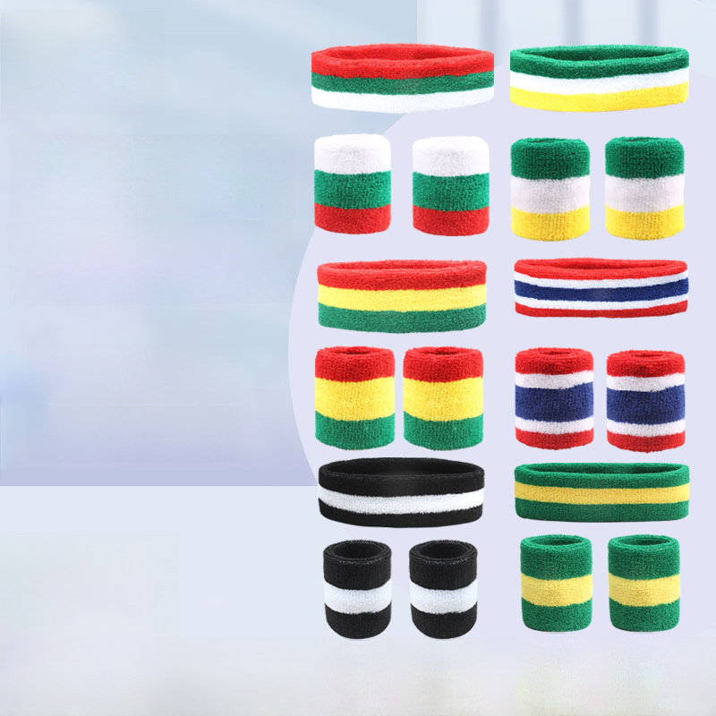 Wrist guards, men and women sports headband hair band wrist guard cotton polyester sweat-absorbing set manufacturer sports sports equipment 