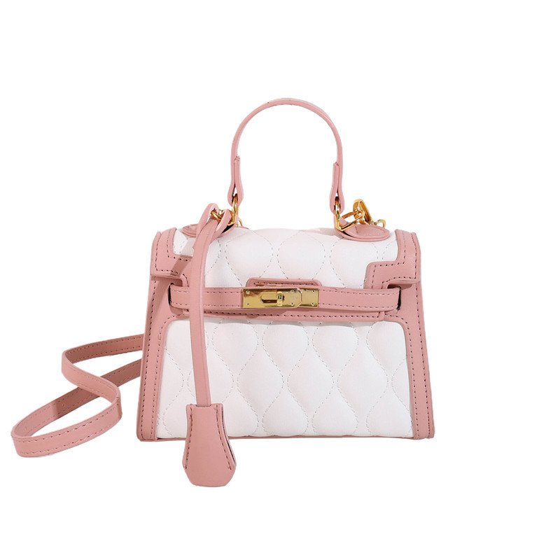 Bolsos transfronterizos para mujer 2024 nuevo bolso de hombro de todo fósforo de moda de nicho bolso de mensajero de color de contraste de rombo de textura de alta calidad