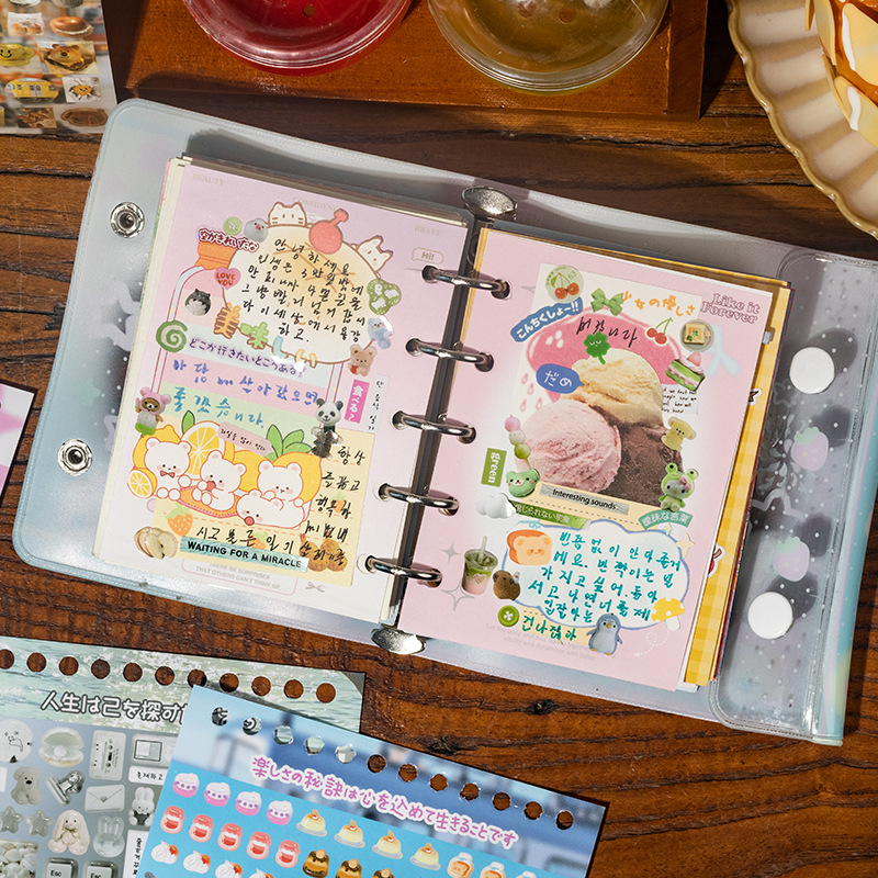 Libro de pegatinas de película de corte de nariz pequeña de Yu Xian Serie de comestibles lindo Material de estilo antiguo Showa Cut Guka Collage