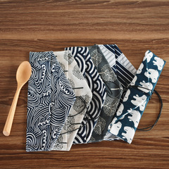 Manufacturer's supply Japanese style tableware bag portable chopsticks and spoons storage bag chopsticks and spoons cotton and linen handmade bags
