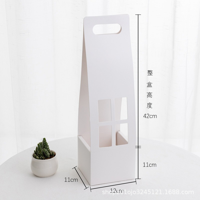 Caja de flores portátil caja de flores caja de arreglo de flores de clavel Rosa ramo caja de embalaje bolso caja de flores al por mayor