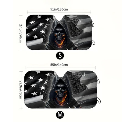 Sun shade Heat-Insulating Sunshade Car Universal - 130cm70cm-american-skull