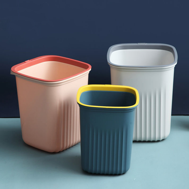 [One piece of postage] Household thickened trash can with pressure ring Nordic bathroom bedroom living room office paper bucket