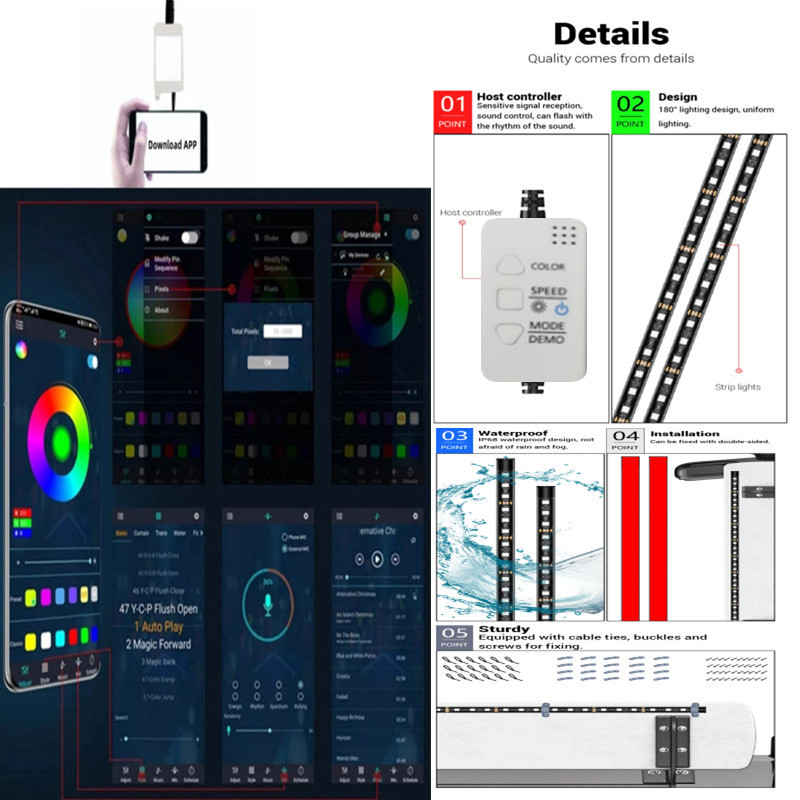 Luces de neón de colores fluidos de uno a seis colores, las más vendidas en el extranjero, para la parte inferior del coche, luces impermeables para el chasis del coche, luces ambientales