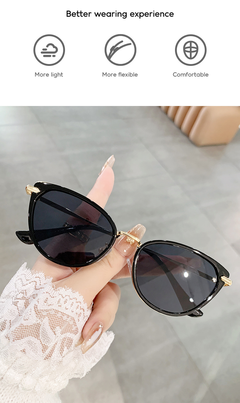 55g Weight Full Frame Glasses Structure Sunglasses, Glasses Classification PC, UV400 Protection Lens Material Cat Eye Glasses Style Casual, Outdoor Occasion Solid Color Pattern All Seasons Season Unisex Gender Simple Style, Classic Style Style Simple Style Classic Style Solid Color PC UV400 Protection Cat Eye Full Frame Women's Sunglasses 2