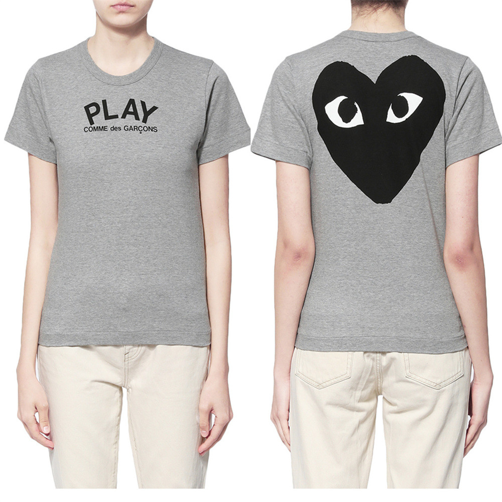 Playアルファベットcdgシンプル記号愛刺繍男女同型丸襟半袖tシャツ