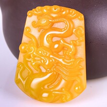 天然黄龙玉外蒙料生肖龙玉坠男女款精致设计龙行天下玉佩个性玉坠