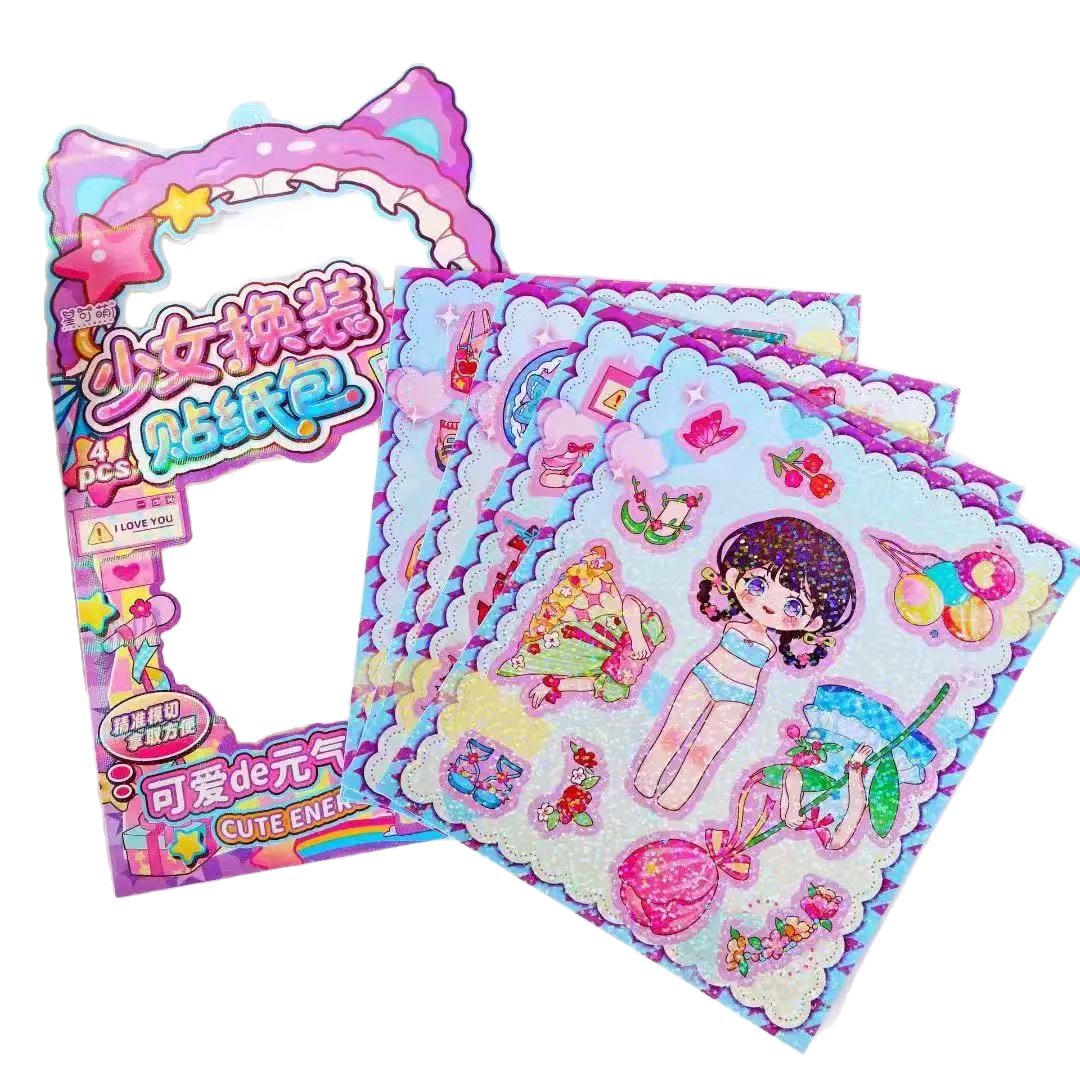 Nuevos regalos para niños chicas chicas chicas pegatinas diy vestir diariamente vestido princesa bolsa de pegatinas de vestuario