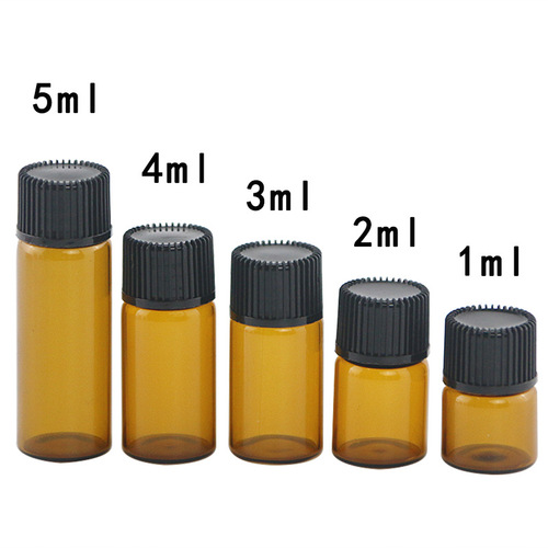Brown essential oil bottle 5ml small screw-top glass bottle 1ml 2ml 3ml trial sample bottle essence liquid bottle