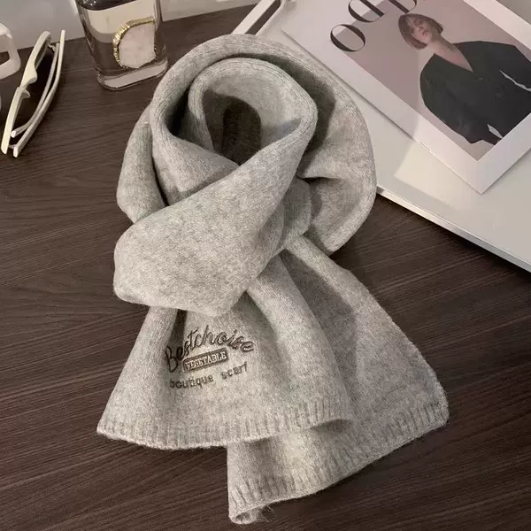 Embroidered scarf-gray