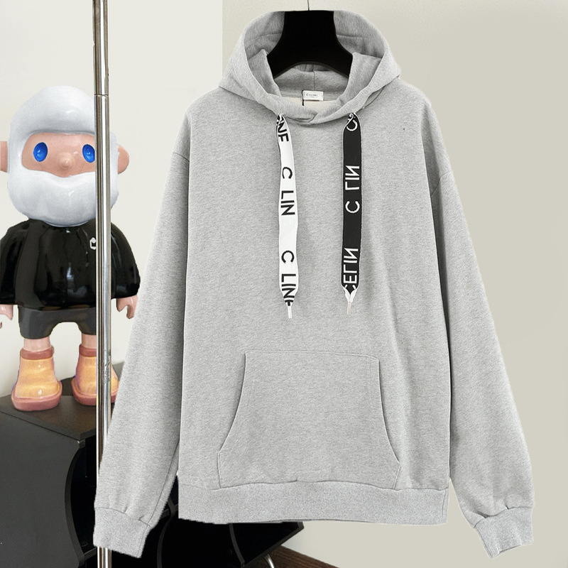 Saijia High Version CL Home Solid Color Long Sleeve Hoodie Men's and Women's Homesick Ribbon Drawstring Letter Trendy Brand Hooded Sweater