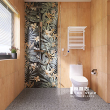 浴室拉槽地砖防滑洗浴地板砖阳台卫生间大理石日式厨房墙砖