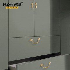 博雅五金法式輕奢吊墜純銅衣櫃拉手金色北歐復古抽屜全銅拉環把手