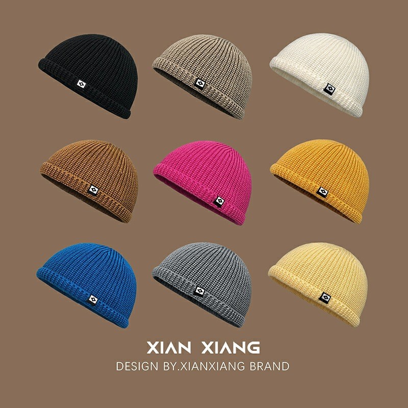 Knitted Hat Women's Autumn and Winter Wool Hat Tide Brand Floor Hat Japanese Letter Melon Hat Short-brimmed Winter Cold Hat