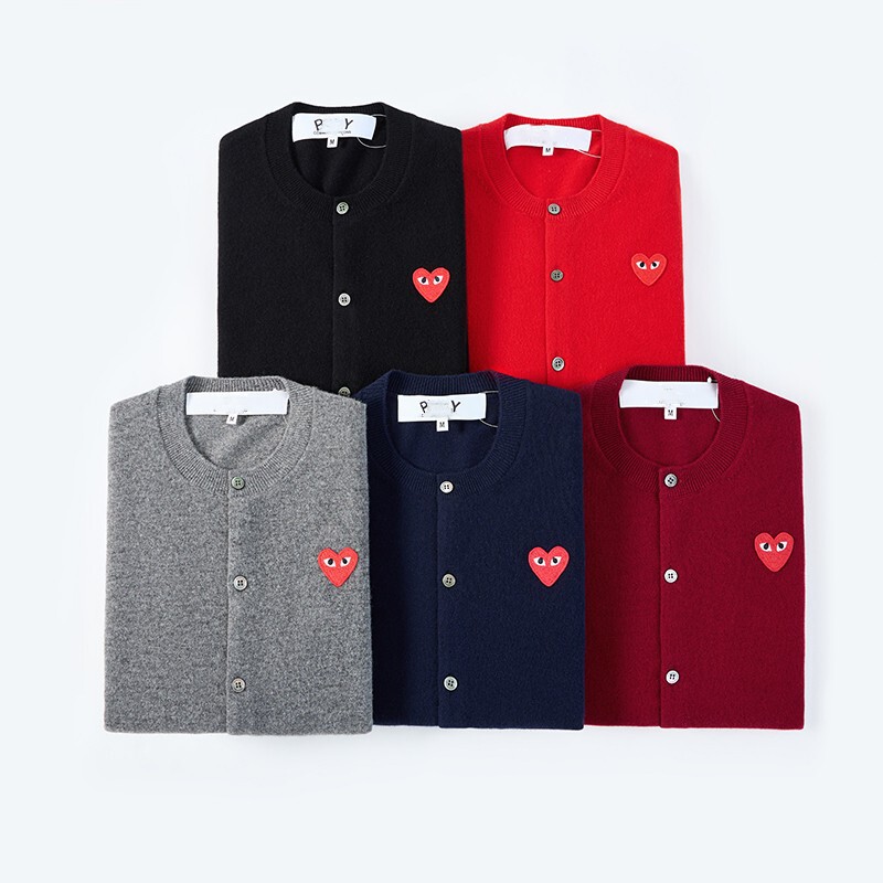 High Version Autumn and Winter Women's Round Neck Chuanjiu Heart Embroider Play 100% Wool Knitted Cardigan Long-Sleeved Bowling Jacket