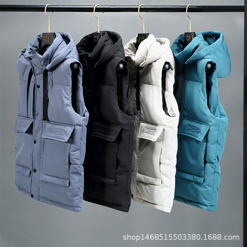 Жилет для спецодежды, мужской осенне-зимний Модный хлопковый жилет в Корейском стиле с несколькими карманами, свободная привлекательная утепленная внешняя куртка с поясом
